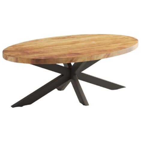 Meublorama – Table basse ovale marron bois et métal – Dimensions L130 × H45 × P70 cm – Structure métal solide – Style contemporain (1/5)