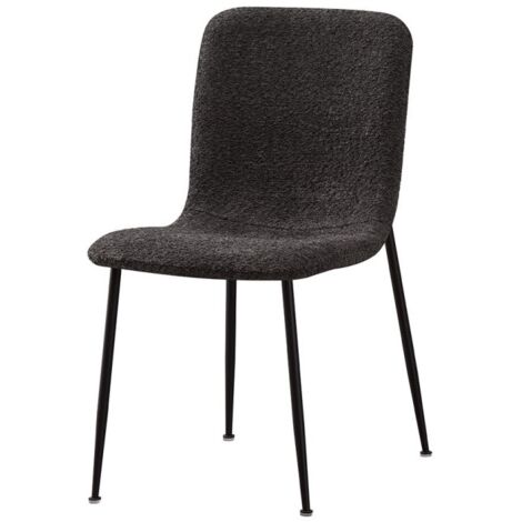 Chaise ALICE – Tissu bouclé gris et pieds métal noir – Élégance et confort moderne (1/5)