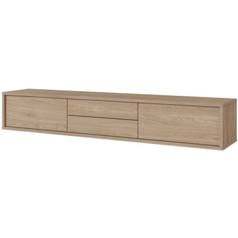 Meuble TV 180cm, 2 tiroirs et 2 portes collection MAANUM. Couleur chêne clair. (1/5)