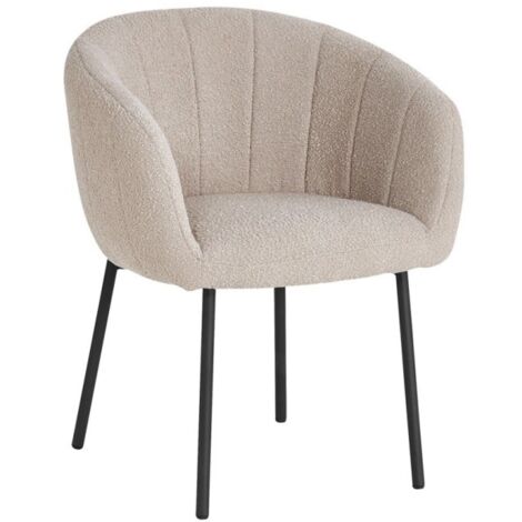 Chaise SEVILLE – Tissu bouclé sable – Pieds métal noir – H79 x L57 x P62 cm (1/5)