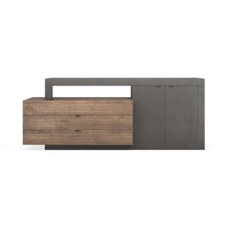 Les Tendances - Vitrine 2 Portes Vitrées En Bois Chêne Clair Et Bois Blanc Lazeto 90 Cm 8436600926730 1526377