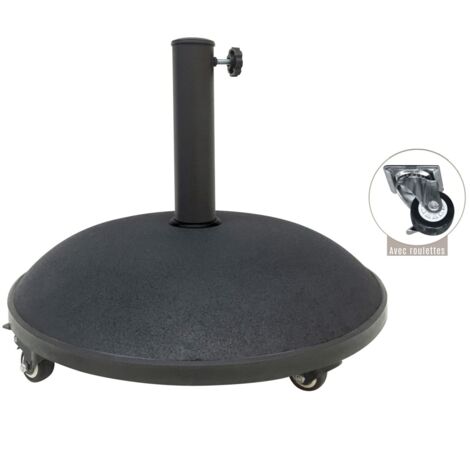 Pied de parasol en ciment noir 25 kg – Dimensions 50x37 cm, diamètre intérieur 35/38/48 mm (1/2)