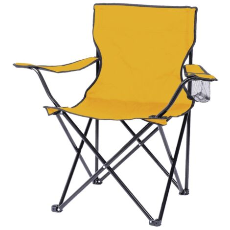 Fauteuil de camping pliable en tissu jaune – 82 x 50 x 80 cm (1/2)