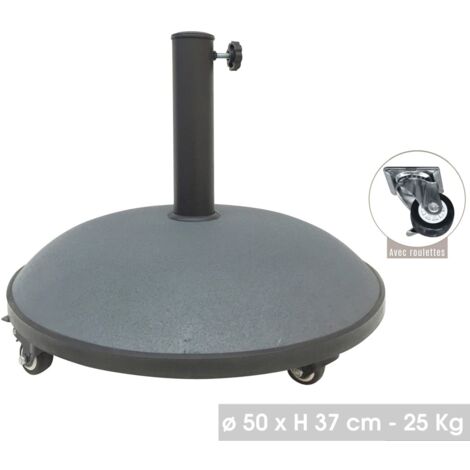 Pied de parasol en ciment gris foncé 25 kg – Dimensions 50x37 cm