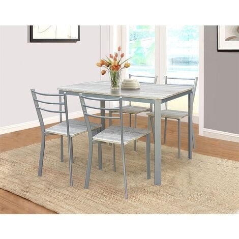 110cm rectangulaire Table à manger et 4 chaises ensemble cuisine salle à manger