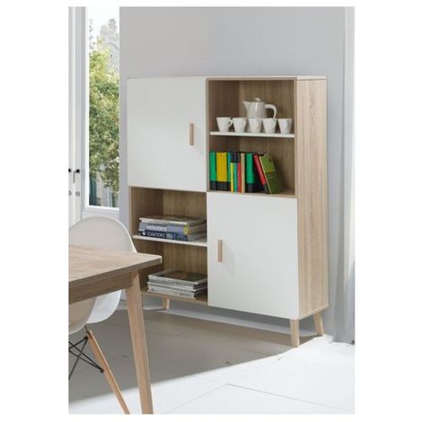 Bibliotheque Armoire De Rangement Oslo Meuble Design Type Scandinave Marron 282