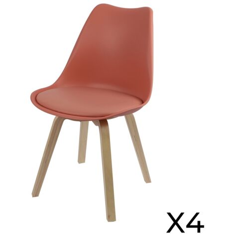 Lot de 4 chaises design rouge terracotta avec coussin collection MIA (1/2)