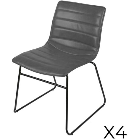 Lot de 4 chaises PU effet gris quartz collection NETS style industriel (1/2)