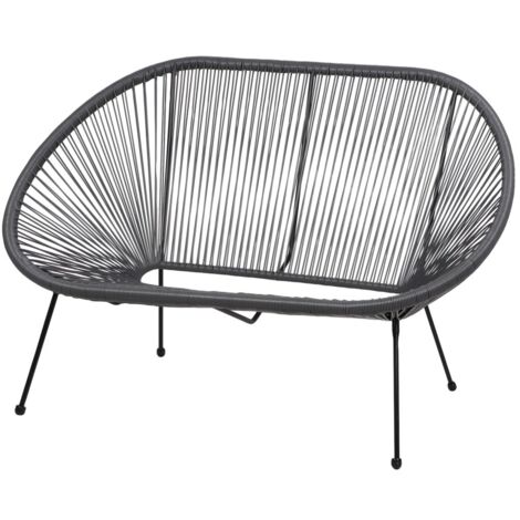 Canapé d'extérieur en résine – 137x92x85 cm – Gris anthracite – Élégance et confort (1/2)
