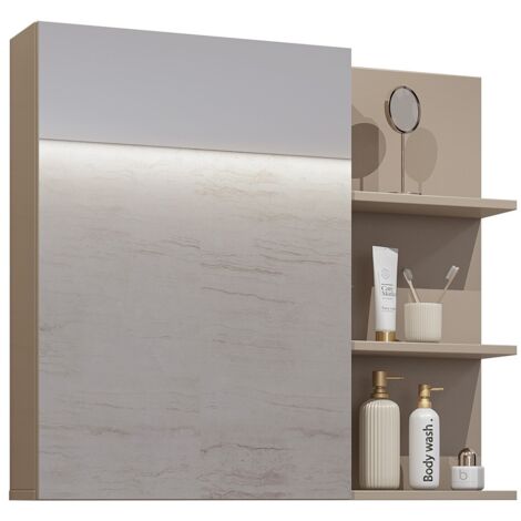Miroir avec rangements de salle de bain GOBI coloris marron (1/4)