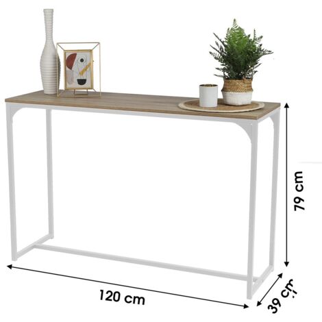 Console style industriel collection PUEBLO. Coloris chêne, structure ...
