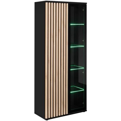 Vitrine haute design collection DEAN – 2 portes avec éclairage LED intégré
