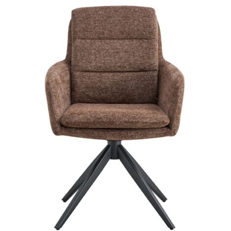 Lot de 2 fauteuils KAVINA – Tissu brun – Pieds métal – Avec accoudoirs – Design chaleureux et intemporel (1/5)