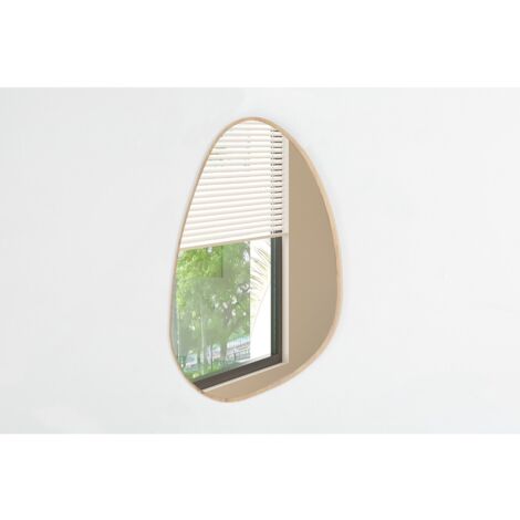 Miroir asymétrique NARA – 60x80 cm – Finition chêne vieilli – MDF décor bois – Design organique (1/5)