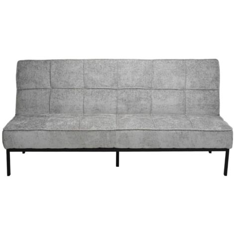 Canapé-lit CALMORA – Tissu gris – Matelas intégré – Structure bois – Design compact et élégant (1/5)