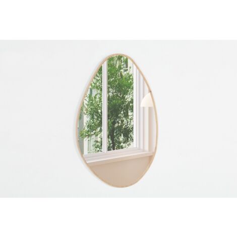 Miroir asymétrique NARA – 50x80 cm – Finition chêne vieilli – MDF décor bois – Style organique et tendance (1/5)