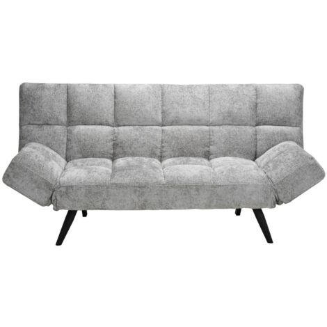 Canapé-lit SALVORA – Tissu gris – Matelas mousse intégré – Structure bois – Design compact et pratique (1/5)