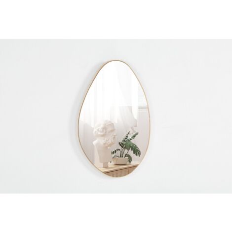 Miroir asymétrique NARA – 50x80 cm – Finition chêne vieilli – MDF décor bois – Design organique et moderne (1/5)
