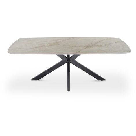 Table basse ARVENA – Table basse rectangulaire 130x70 cm – Marbre beige & métal – Design haut de gamme et raffiné (1/5)