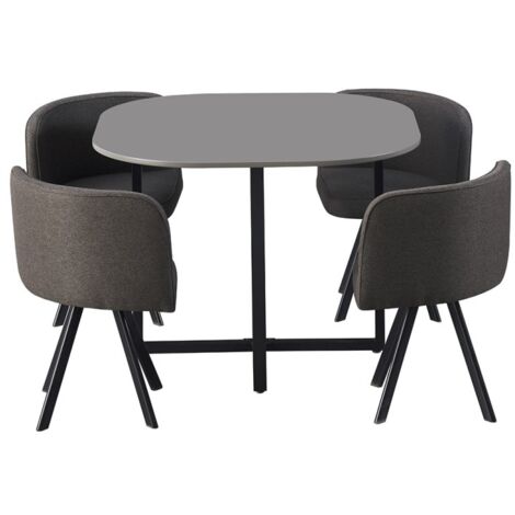 Ensemble table et 4 chaises ORBENA – Coloris gris mat – Table 100x100 cm – Design moderne et compact (1/5)
