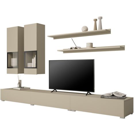 Ensemble meubles de salon RAMOS – Beige clair – Design contemporain sans LED (1/4)