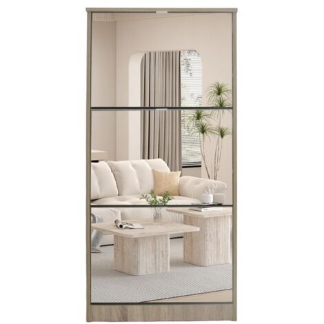 Meuble à chaussures MEXICO – 3 tiroirs avec miroirs – Coloris chêne sonoma – Design contemporain et fonctionnel (1/5)