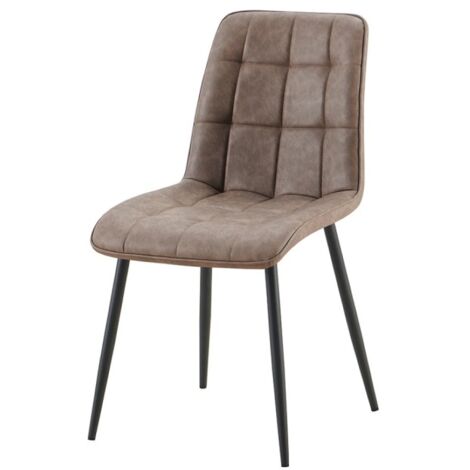 Lot de 4 chaises MIREA – Brun – Pieds métal – Design intemporel – Revêtement PU facile à entretenir (1/5)