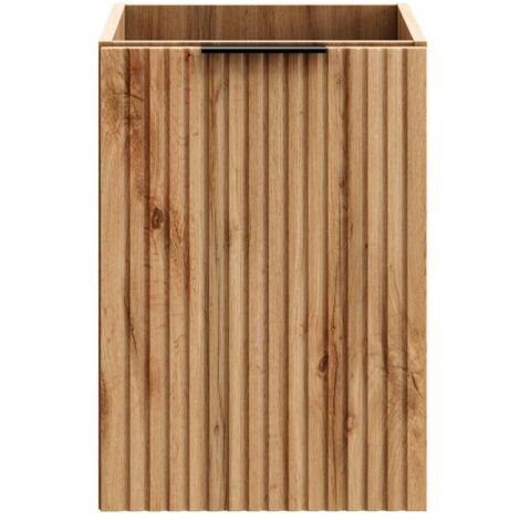 Meuble de rangement NOXERA – 40 cm – Avec panier à linge – Coloris chêne wotan – Meuble suspendu (1/2)