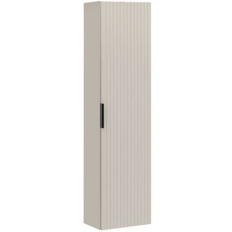 Colonne de salle de bain suspendue NOXERA – 1 porte – Beige mat – Hauteur 140 cm (1/5)