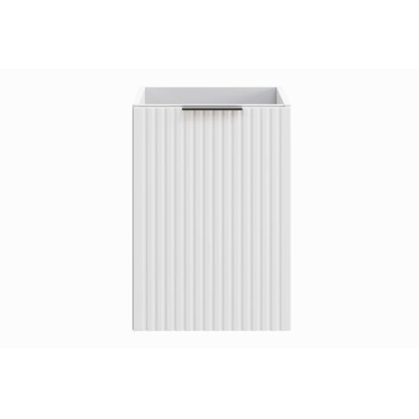 Meuble de rangement salle de bain NOXERA – Avec panier à linge – Blanc mat – 40 cm – À suspendre (1/2)