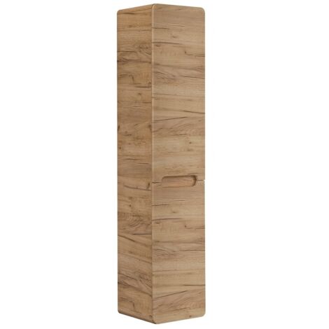 Colonne de salle de bain suspendue ERBANO – 2 portes – H170 cm – Coloris chêne clair (1/2)