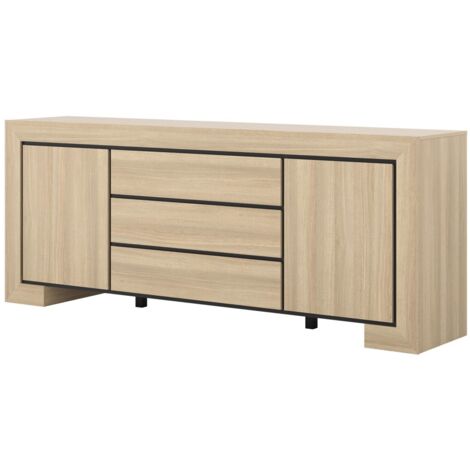 Buffet collection COPA – 2 portes et 3 tiroirs – 225x90x48 cm – Chêne élégant – Design scandinave (1/5)