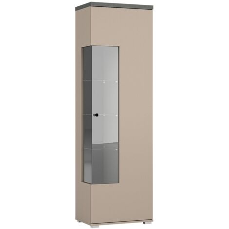 Vitrine 1 porte collection NESS – Finition Congo & Anthracite – 10 niches de rangement – Sans LED (1/5)