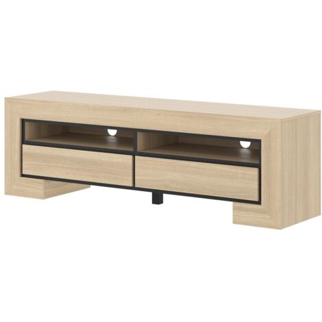 Meuble TV collection COPA – 160x50,5x41 cm – 2 tiroirs et 2 niches – Chêne élégant – Design scandinave (1/5)