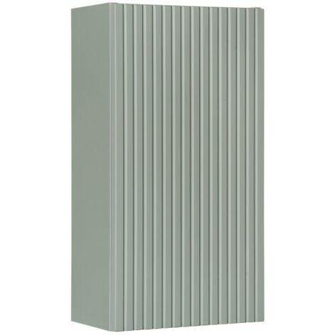 Meublorama – Meuble de rangement salle de bain suspendu – 1 porte battante – H57 cm – Vert sauge pastel – MDF et panneaux mélaminés (1/5)