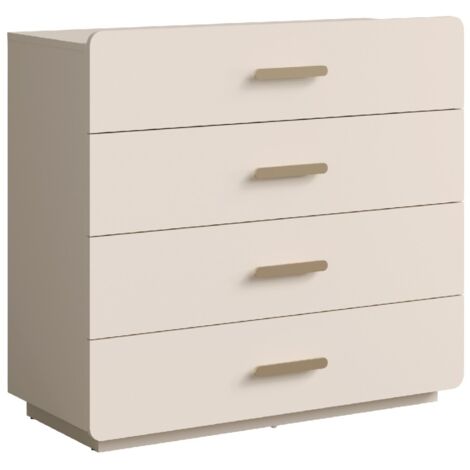 Commode 4 tiroirs AMALIE – Coloris beige sable – L100 x H93 x P42 cm – Finition élégante et formes douces (1/5)
