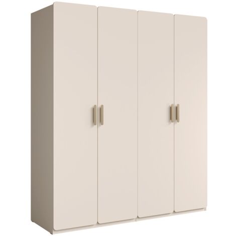 Armoire 4 portes AMALIE 179x210x57 cm – Coloris beige sable – Avec 3 étagères supplémentaires (1/3)