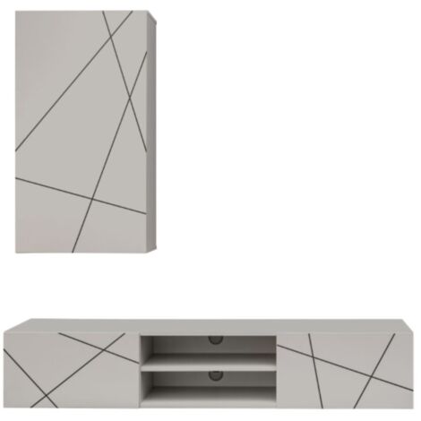 Composition murale DASH – Meuble TV et caisson mural – Finition Cashmere (1/4)
