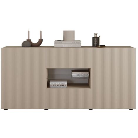 Buffet SCENA – L181 x H84 x P42 cm – 2 portes + 2 tiroirs + niche – Coloris Cachemire (1/5)