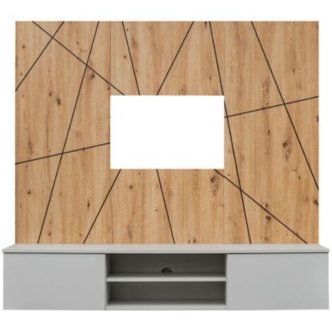 Composition murale IXAR géométrique – Meuble TV + panneaux décoratifs