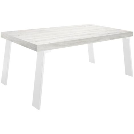Table de salle à manger SPRING – L168 x H88 x l78 cm – Chêne pino et métal blanc (1/2)