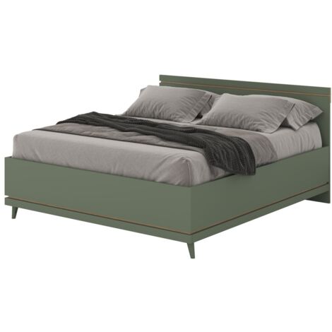Lit coffre NOKI – 160x200 cm vert et bois – Style scandinave (1/5)