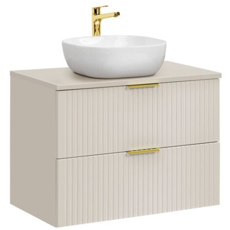 Ensemble de salle de bains NOXERA 80 cm – Marron congo – Plan vasque + vasque (1/2)