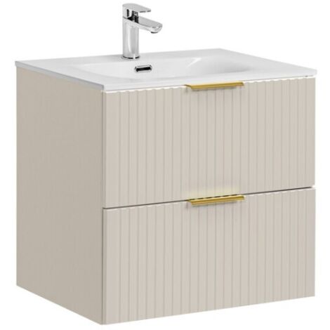 Ensemble de salle de bains NOXERA 60 cm – Marron congo – Vasque encastrée + siphon (1/2)