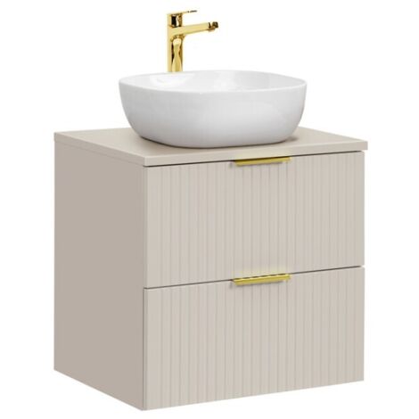 Ensemble de salle de bains NOXERA 60 cm Cashmere – Marron congo – Plan vasque + vasque (1/2)