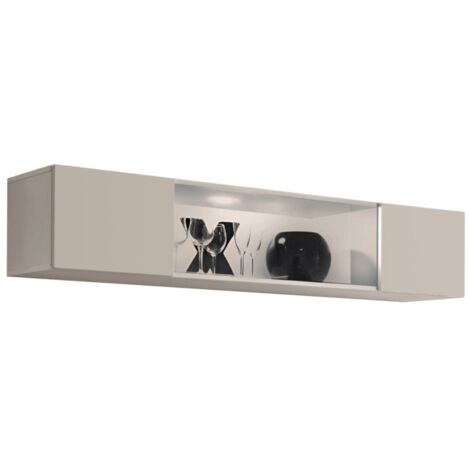 Vitrine horizontale FLY cachemire – 1 porte partiellement vitrée avec LED (1/4)