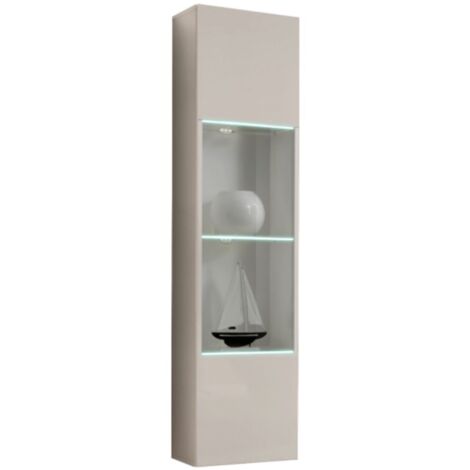 Vitrine FLY cachemire avec LED – 1 porte partiellement vitrée (1/4)