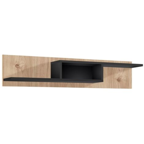 Étagère murale CRISS – Chêne clair et noir – 150 cm (1/4)