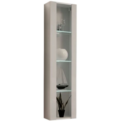 Vitrine FLY – Cachemire mat – 1 porte vitrée avec LED intégrée (1/4)