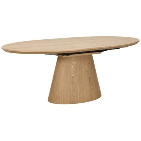 Meublorama – Table de salle à manger extensible ovale 160-200 cm – Aspect bois naturel – Style rustique – 6 à 10 places (1/5)